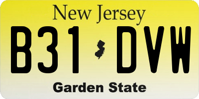 NJ license plate B31DVW
