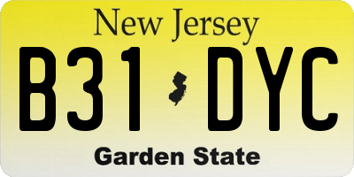 NJ license plate B31DYC