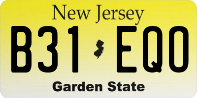 NJ license plate B31EQO