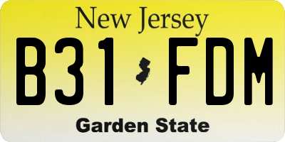 NJ license plate B31FDM
