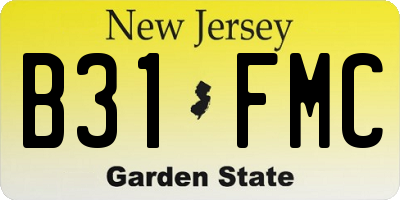 NJ license plate B31FMC