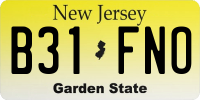 NJ license plate B31FNO