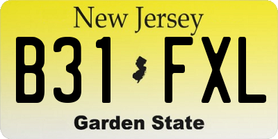 NJ license plate B31FXL