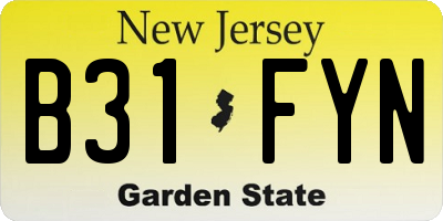 NJ license plate B31FYN