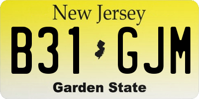 NJ license plate B31GJM