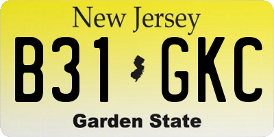 NJ license plate B31GKC