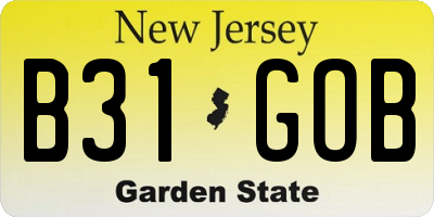 NJ license plate B31GOB