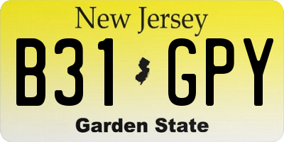 NJ license plate B31GPY