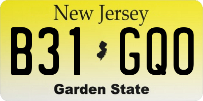 NJ license plate B31GQO