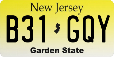 NJ license plate B31GQY