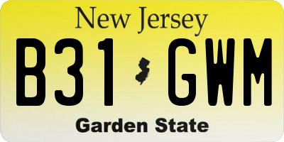 NJ license plate B31GWM