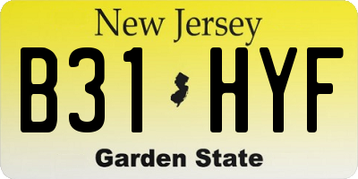NJ license plate B31HYF