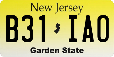 NJ license plate B31IAO