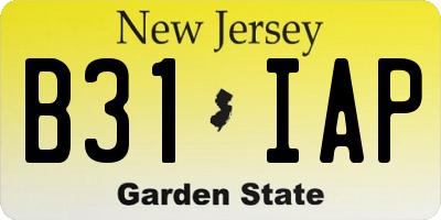 NJ license plate B31IAP