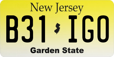 NJ license plate B31IGO