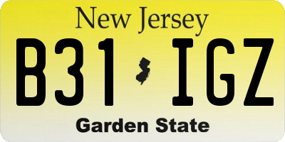 NJ license plate B31IGZ