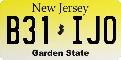 NJ license plate B31IJO