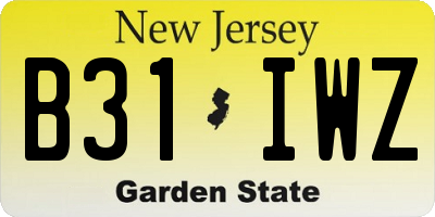 NJ license plate B31IWZ