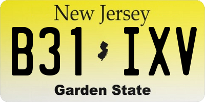 NJ license plate B31IXV