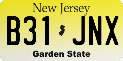 NJ license plate B31JNX
