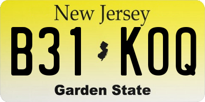 NJ license plate B31KOQ