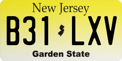 NJ license plate B31LXV