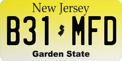 NJ license plate B31MFD