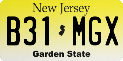 NJ license plate B31MGX