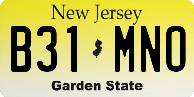 NJ license plate B31MNO