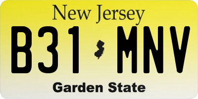 NJ license plate B31MNV