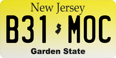 NJ license plate B31MOC