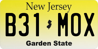 NJ license plate B31MOX