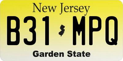 NJ license plate B31MPQ