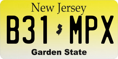 NJ license plate B31MPX