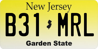 NJ license plate B31MRL