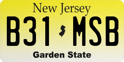 NJ license plate B31MSB