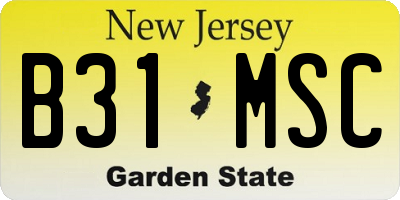 NJ license plate B31MSC