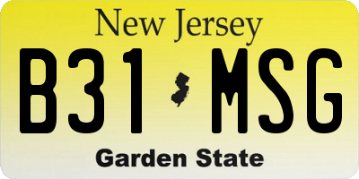 NJ license plate B31MSG