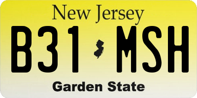 NJ license plate B31MSH