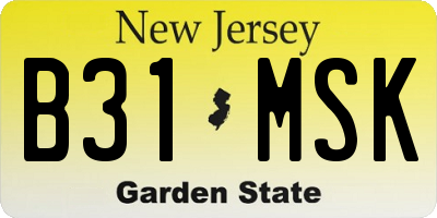 NJ license plate B31MSK
