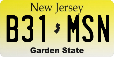 NJ license plate B31MSN