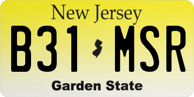 NJ license plate B31MSR