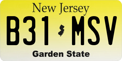 NJ license plate B31MSV