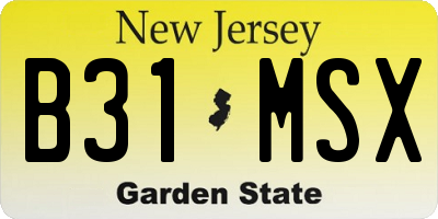 NJ license plate B31MSX