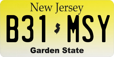 NJ license plate B31MSY
