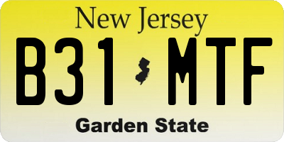 NJ license plate B31MTF