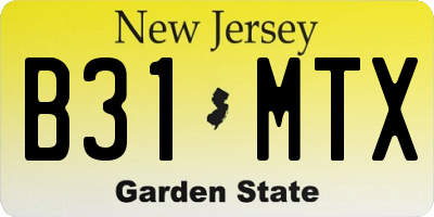 NJ license plate B31MTX