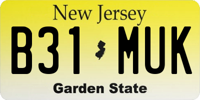NJ license plate B31MUK