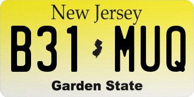 NJ license plate B31MUQ