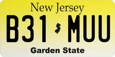 NJ license plate B31MUU